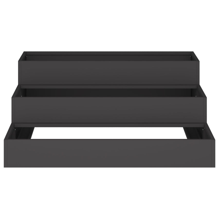 Tuinplanter 3-Laags Staal 90 x 90 x 35 cm Zwart