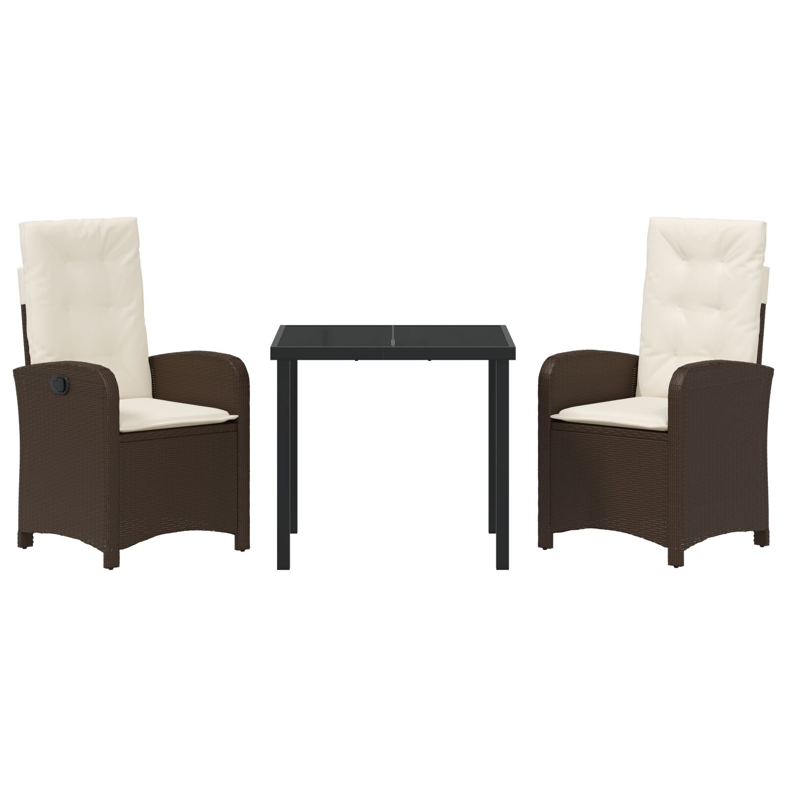 3-Delige Tuin Eettafel Set Met Kussens - Bruin Poly Rattan