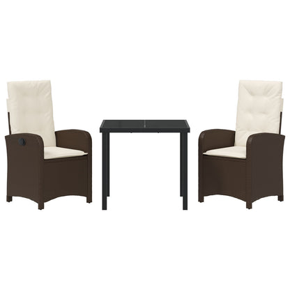 3-Delige Tuin Eettafel Set Met Kussens - Bruin Poly Rattan