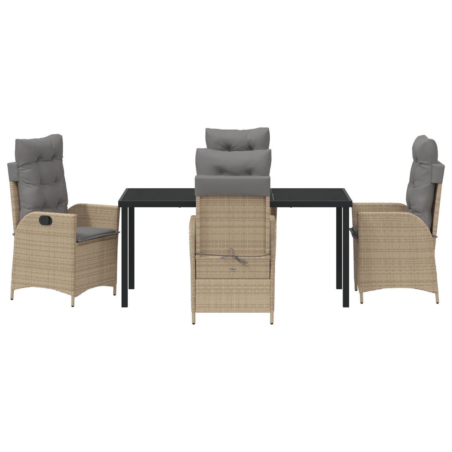 5-Delige Tuin Eetset Met Kussens Beige Poly Rattan