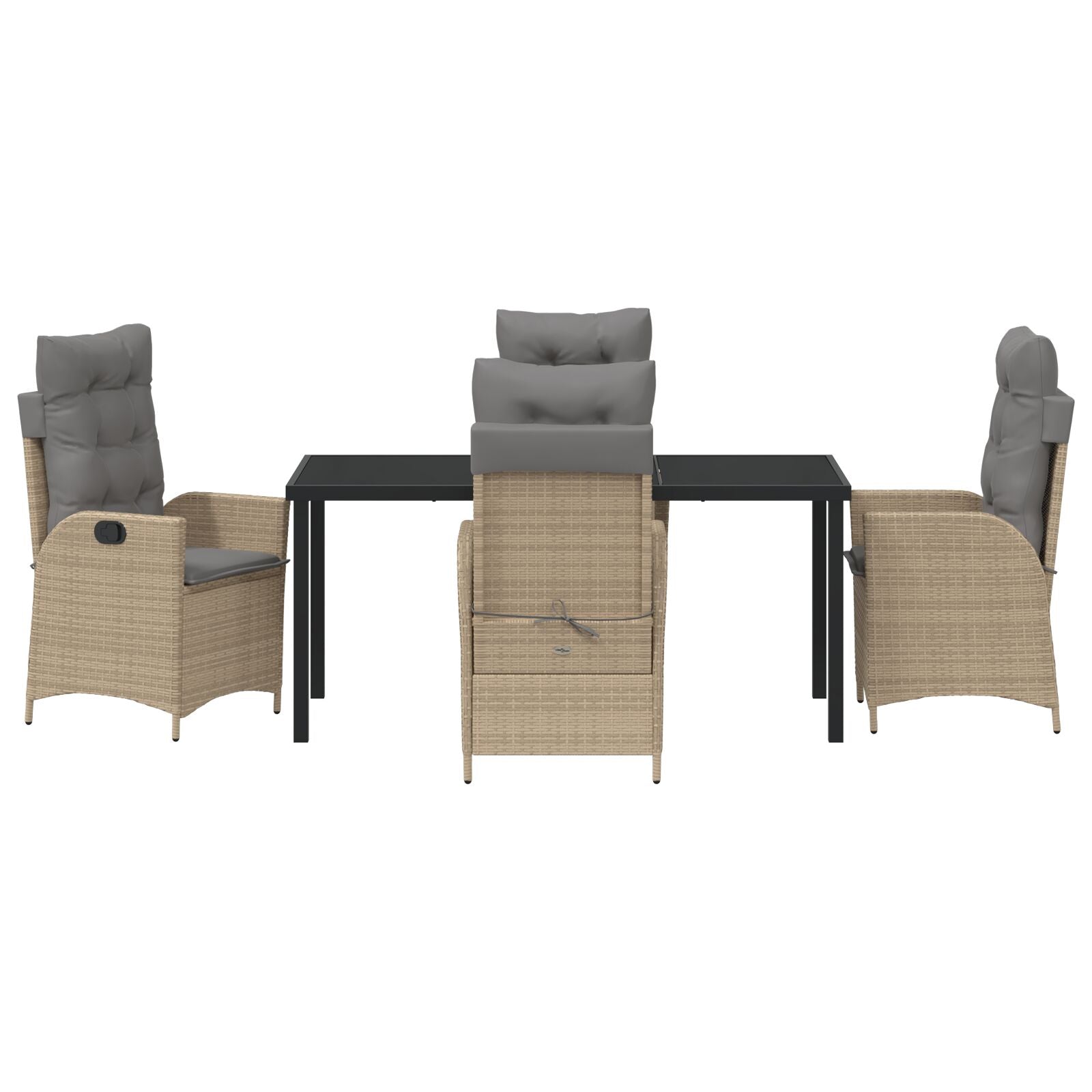 5-Delige Tuin Eetset Met Kussens Beige Poly Rattan
