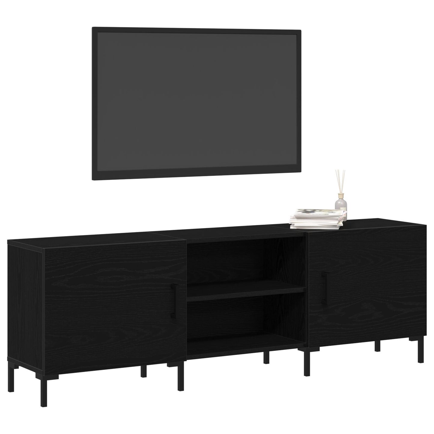 Tv-Meubel 150X30X50 Cm Engineered Hout Zwart eiken