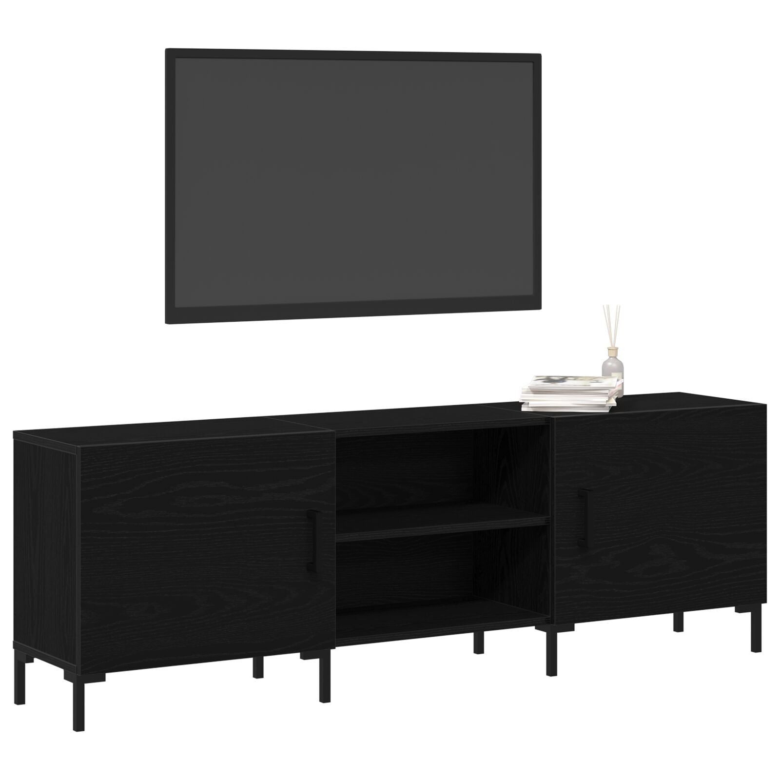 Tv-Meubel 150X30X50 Cm Engineered Hout Zwart eiken