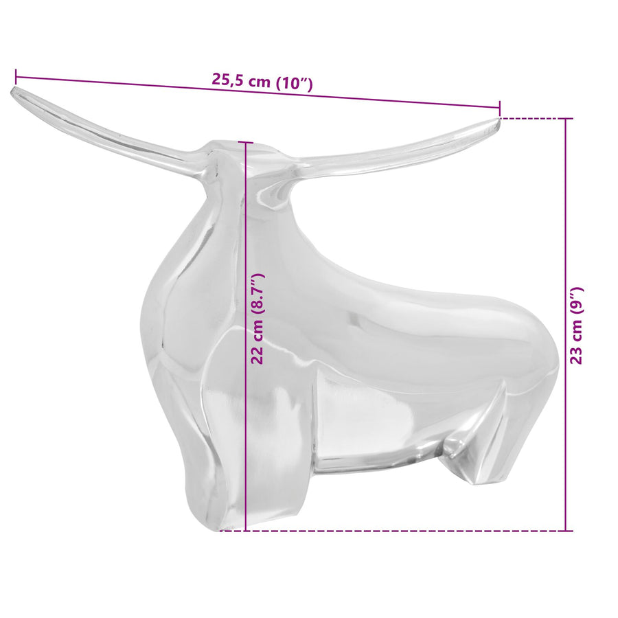 Bull Sculptuur Zilver Aluminium 37 x 44 x 17 cm