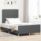 Bed Frame with Headboard Dark Grey 120 x 190 cm Fabric