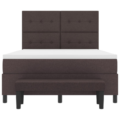 Boxspringbed Met Matrassen En Bench Stof Donkerbruin 160 x 200 cm Met knopen