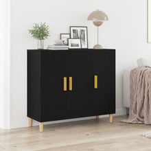 Sideboard Zwart Eiken 90X34X80 Cm Houtbewerkt
