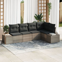 5-Delige Tuin Sofa Set Met Kussens Grijs Poly Rattan