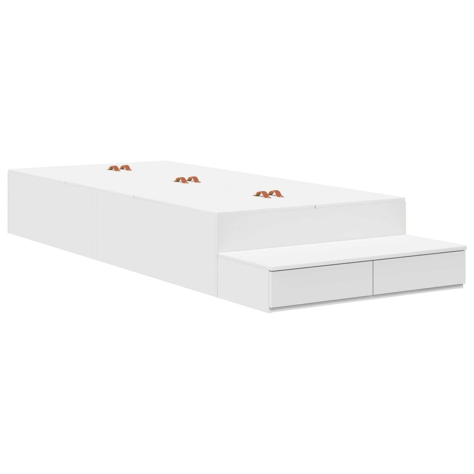 Opbergbedframe Wit Bewerkt Hout 236,5 X 90 X 31,5 Cm Artisanaal Eiken