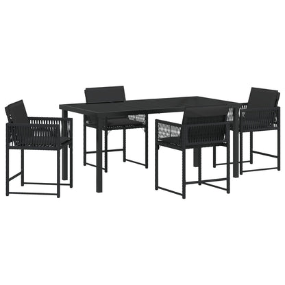 5-Delige Tuin Eetset Met Kussens Zwart Poly Rattan