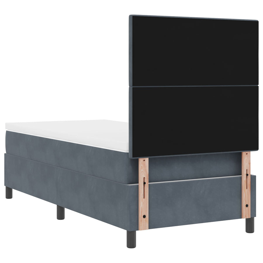 Boxspringbed Met Matras En Led Donkergrijs 90X190 Cm Fluweel Blauw