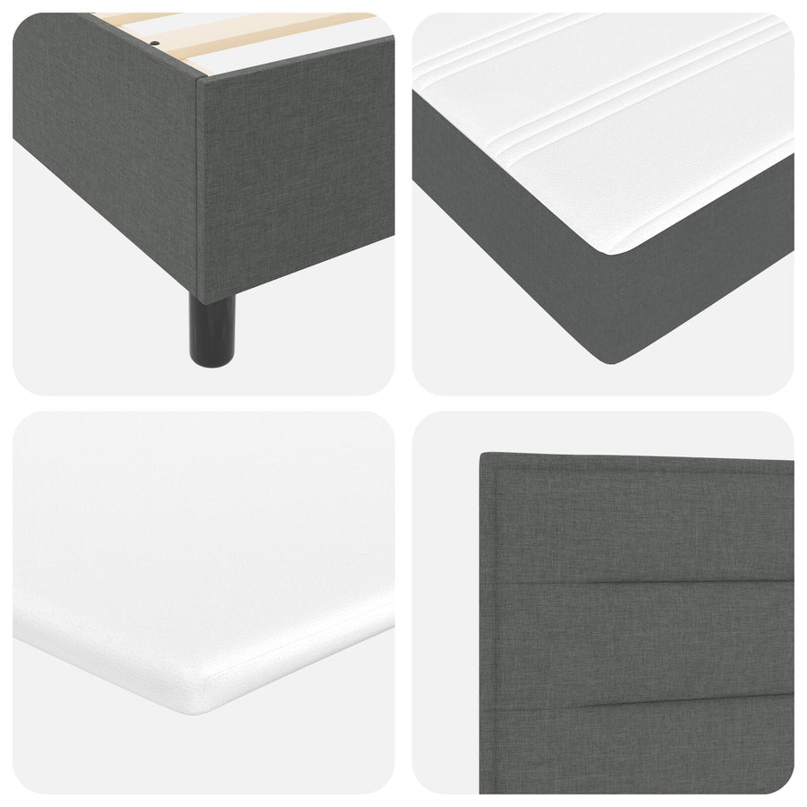 Boxspringbed Met Matras Stof Donkergrijs 100 x 200 cm Lijnen ontwerp