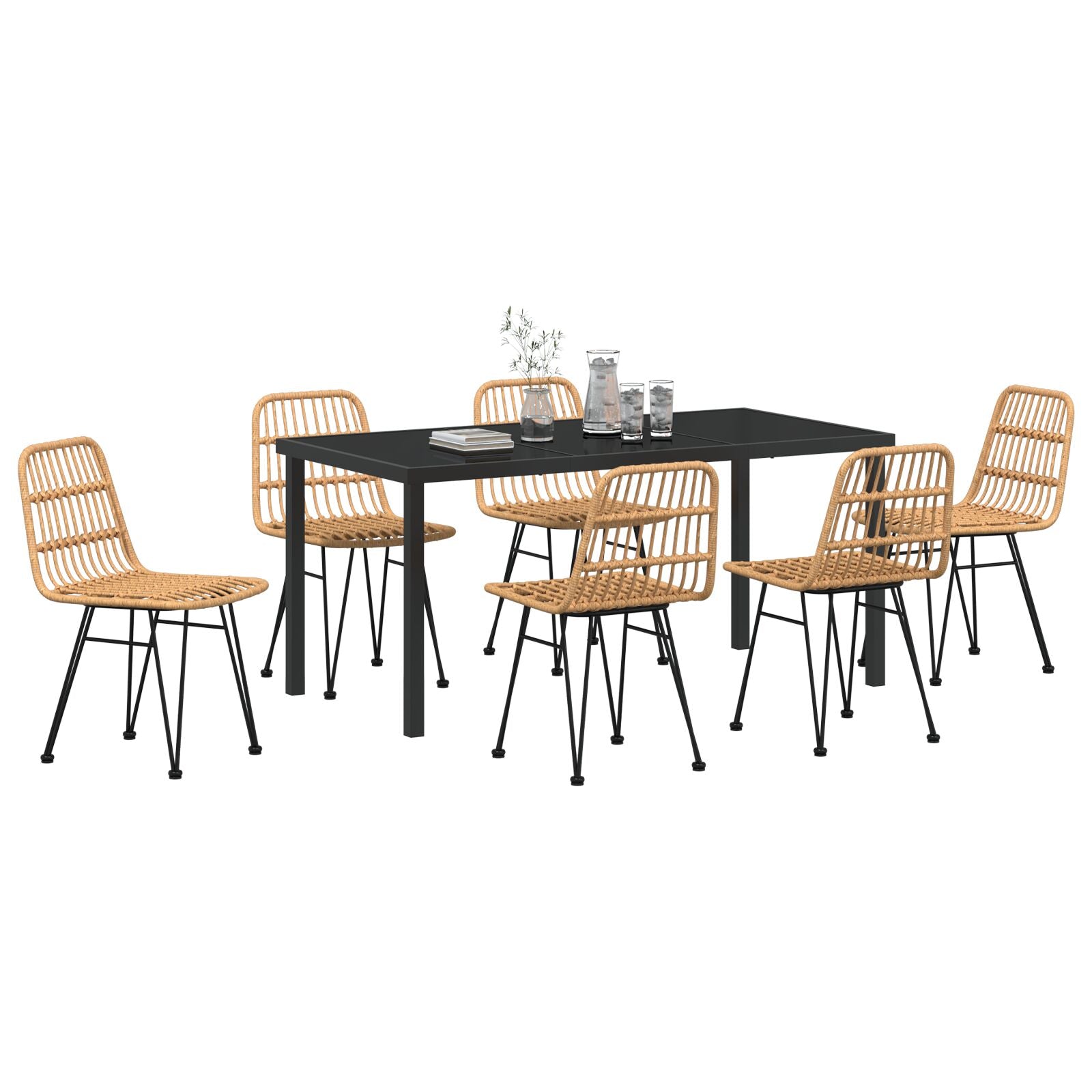 7-Delige Tuin Eetset Bruin Poly Rattan