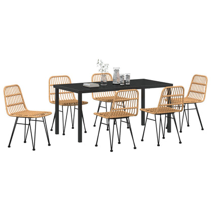 7-Delige Tuin Eetset Bruin Poly Rattan