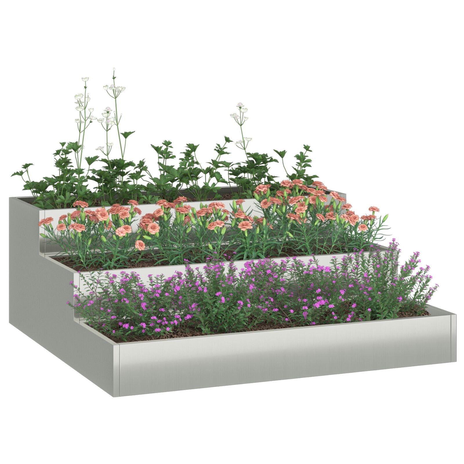 Tuint Planter 3-Laags 90 x 90 x 35 cm Gegalvaniseerd staal
