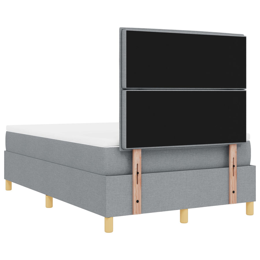 Boxspring Bed Met Matras Lichtgrijs 120X200 Cm Stof Blauw