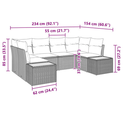 6-Delige Tuin Sofa Set Met Kussens Zwart Poly Rattan Acacia