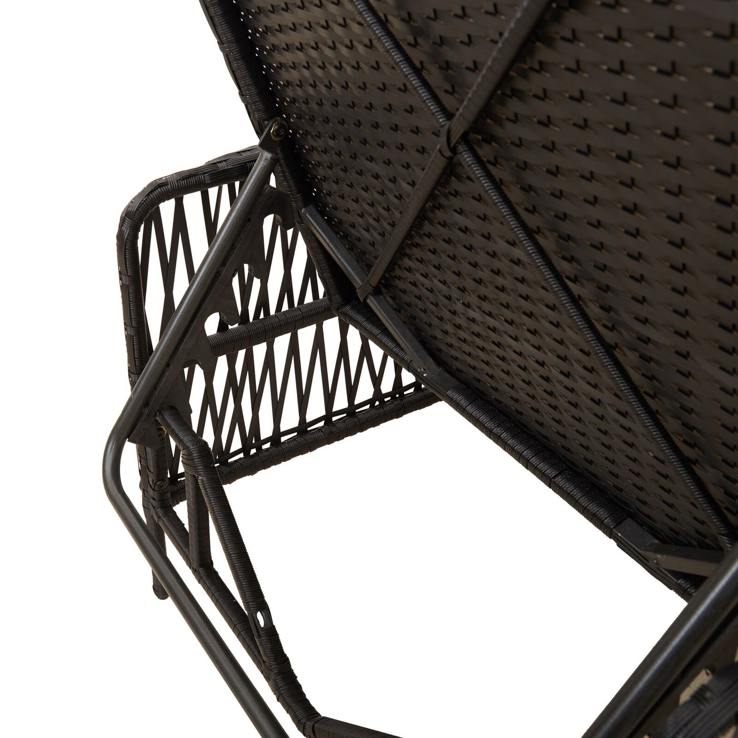Zonnebank Set Set Van 3 Zwart En Crème Wit Pe Rattan, Metaal