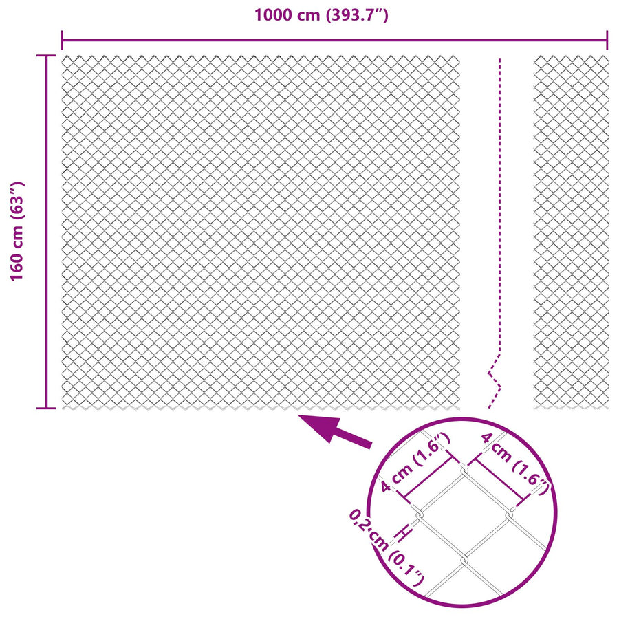 Kettinghek Met 20 U-Paaltjes Zilver 1,6X10 M Staal