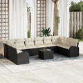 Sofa set with cushion 11 pcs Black Polyrattan