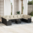 Sofa set with cushion 11 pcs Black Polyrattan