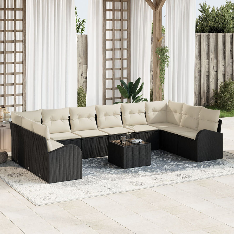 10-Delige Tuin Sofa Set Met Kussens Bruin Poly Rattan
