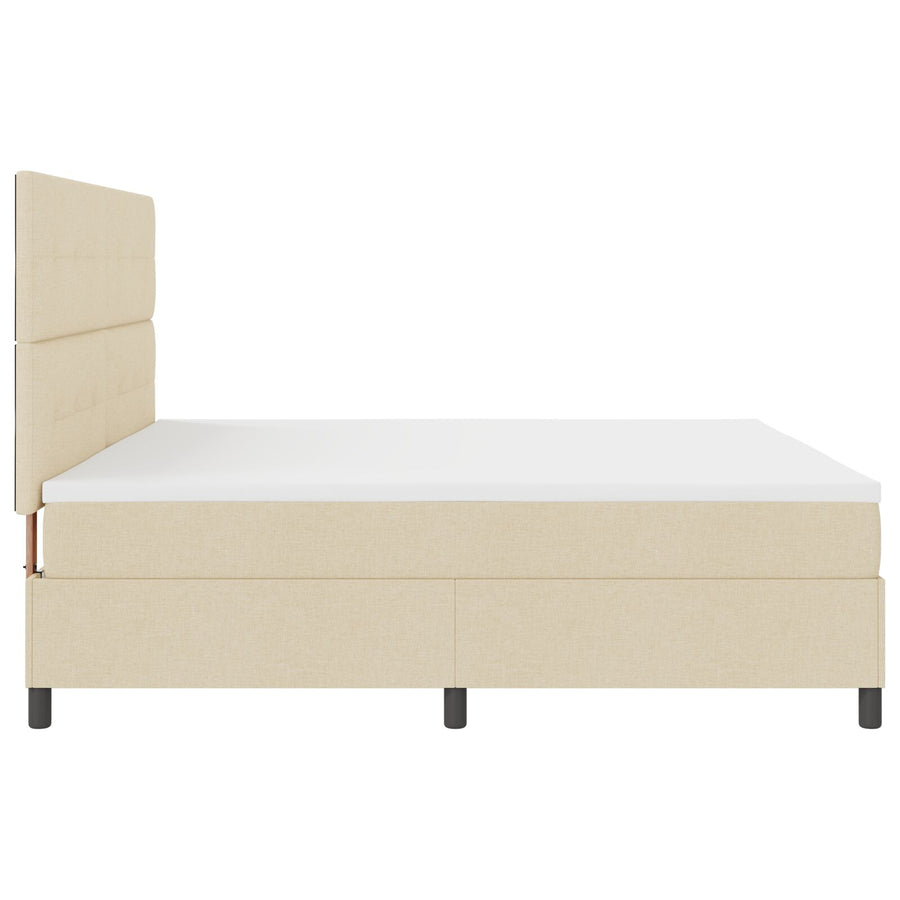 Boxspring Bed Met Matras Stof Crème 200 x 200 cm Knopen gestoffeerd