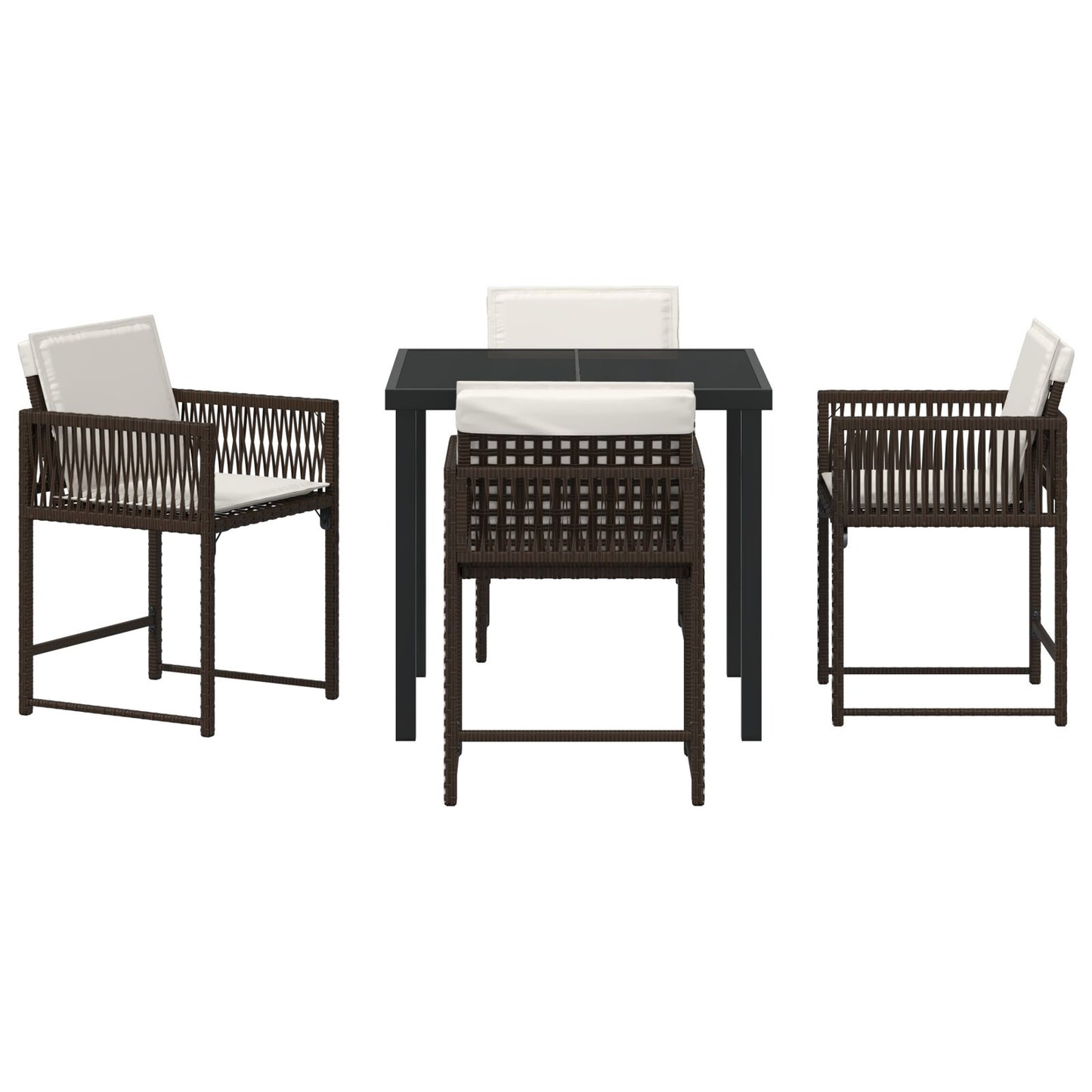 5-Delige Tuindining Set Met Kussens Bruin Poly Rattan