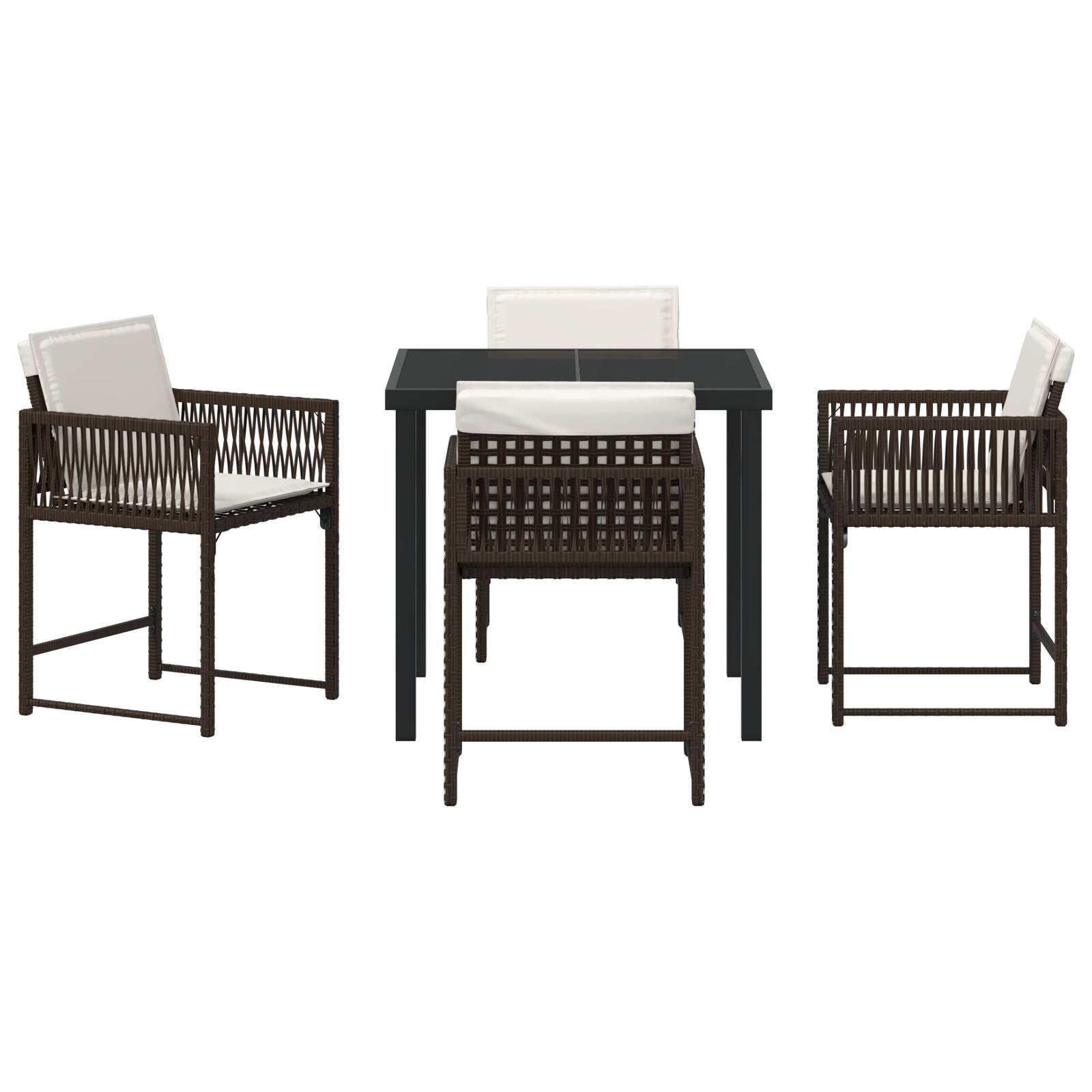 5-Delige Tuindining Set Met Kussens Bruin Poly Rattan