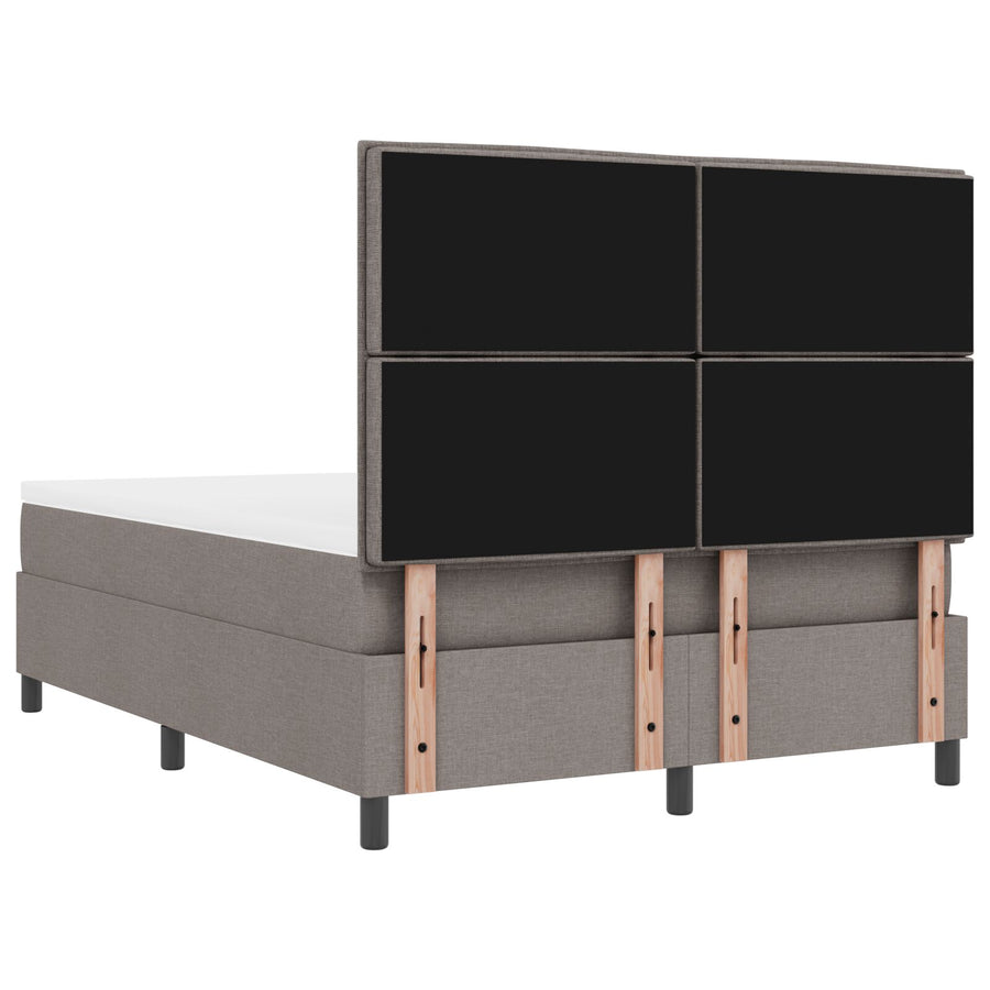 Boxspring Bed Met Matras Stof Taupe 140 x 190 cm Lijnen ontwerp