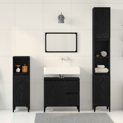 Badkamermeubel Set Set Van 3 Zwart Eiken Mdf