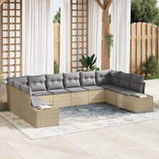Tuin loungeset polyrattan 10 personen beige