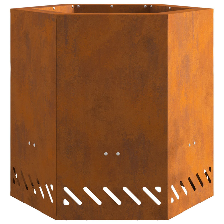 Rookvrije Vuurkorf Hexagonaal Weervast Staal 48 x 48 x 51 cm Verweerd staal/Bruin