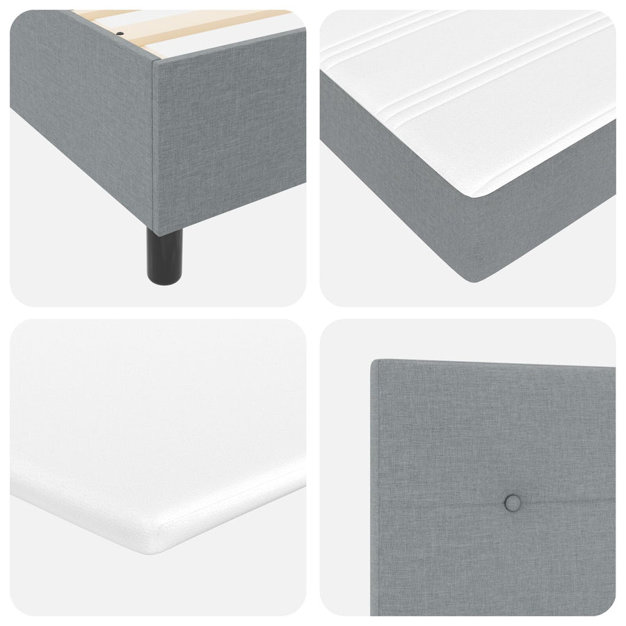 Boxspring Bed Met Matras Stoffen Lichtgrijs 90 x 200 cm Geknoopte knopen