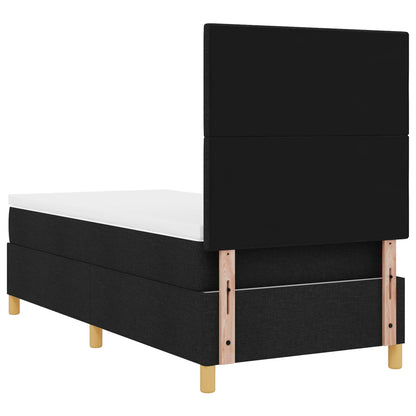 Boxspring Bed Met Matras Zwart Eenpersoons Stof Blauw