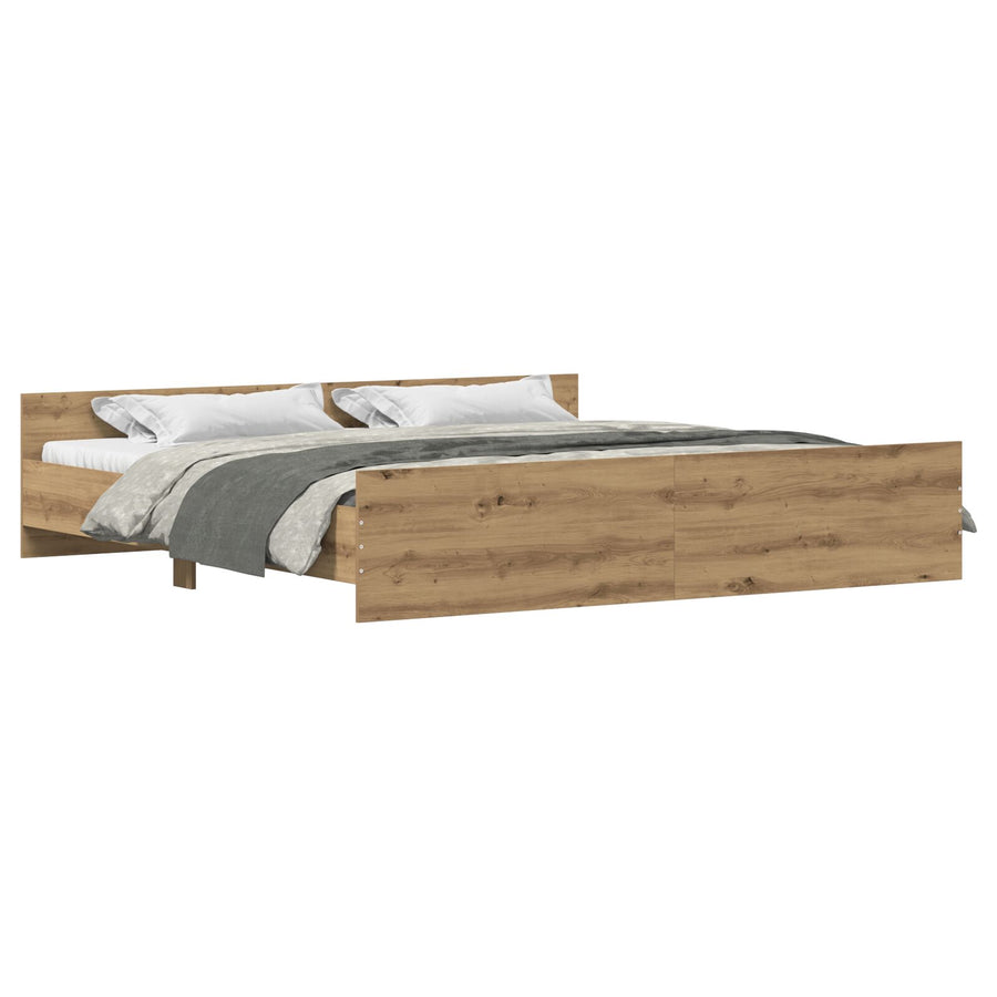 Bedframe Artisan Eiken 200X200 Cm Bewerkt Hout