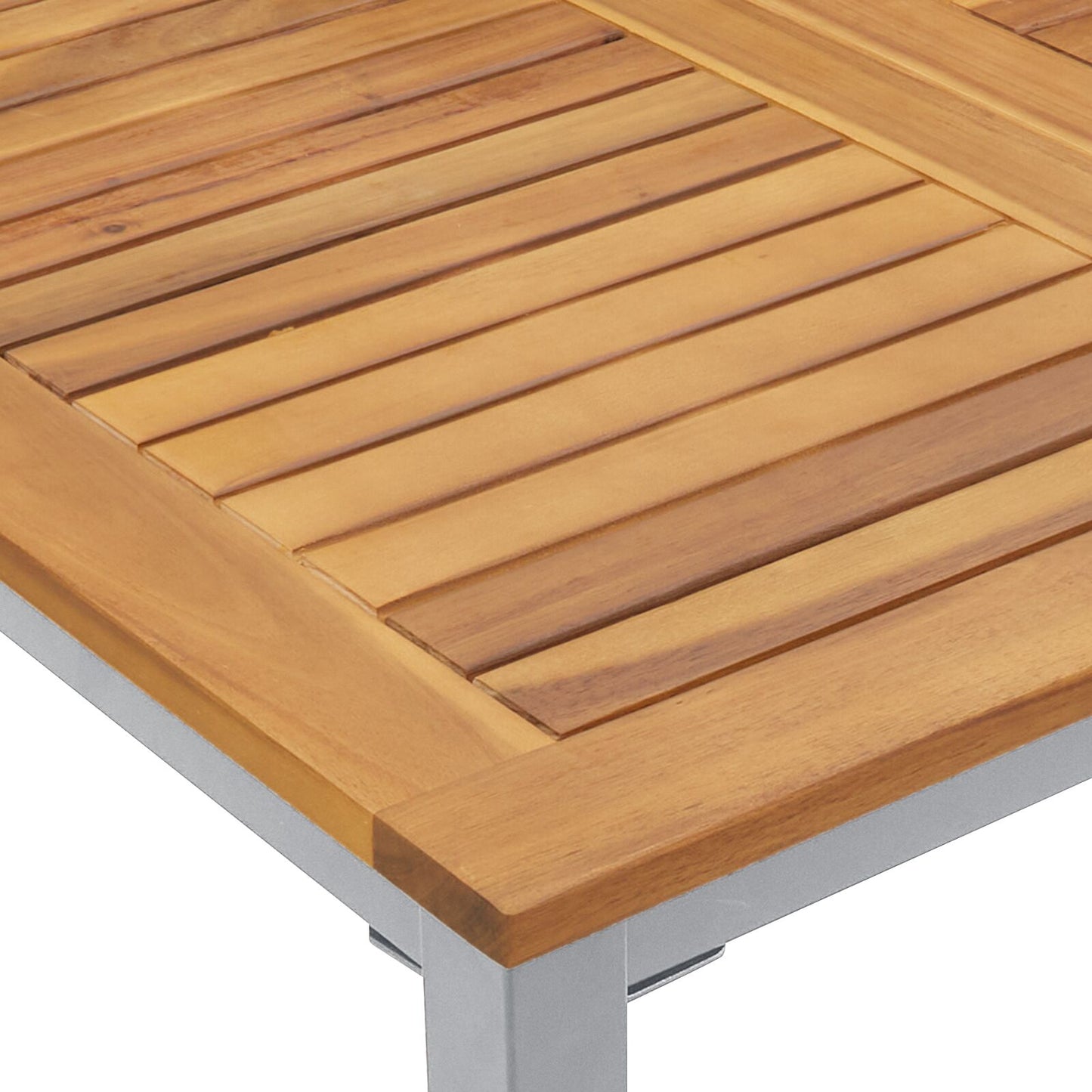 Tuin Tafel Massief Acaciahout En Metaal 150 x 90 x 75 cm Natuurlijk en grijs