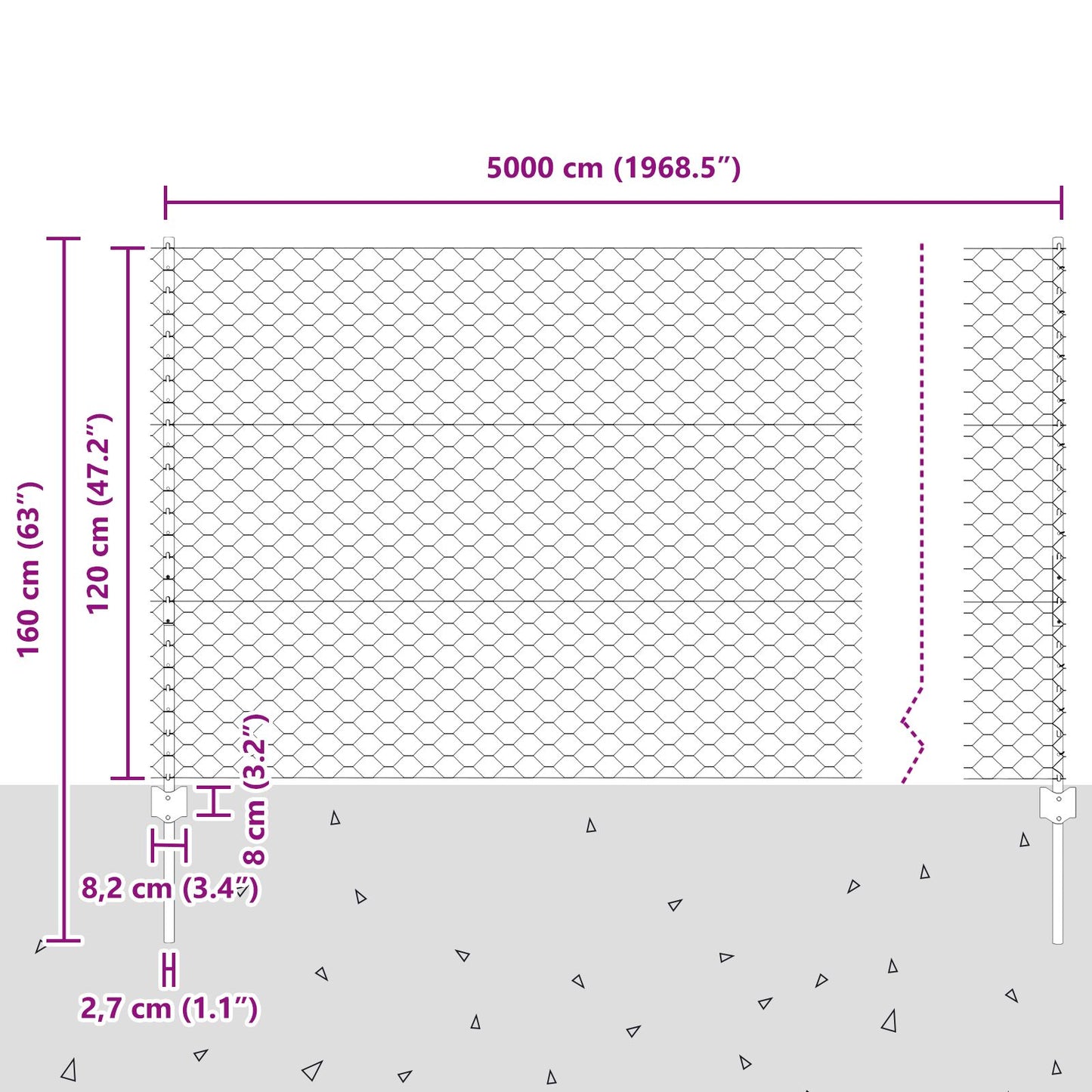 Hekposten 11 St U-Kanaal Groen 120 Cm Staal,  Zeshoek Hek Groen 1,2X50 M Staal