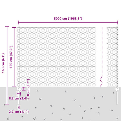 Hekposten 11 St U-Kanaal Groen 120 Cm Staal,  Zeshoek Hek Groen 1,2X50 M Staal