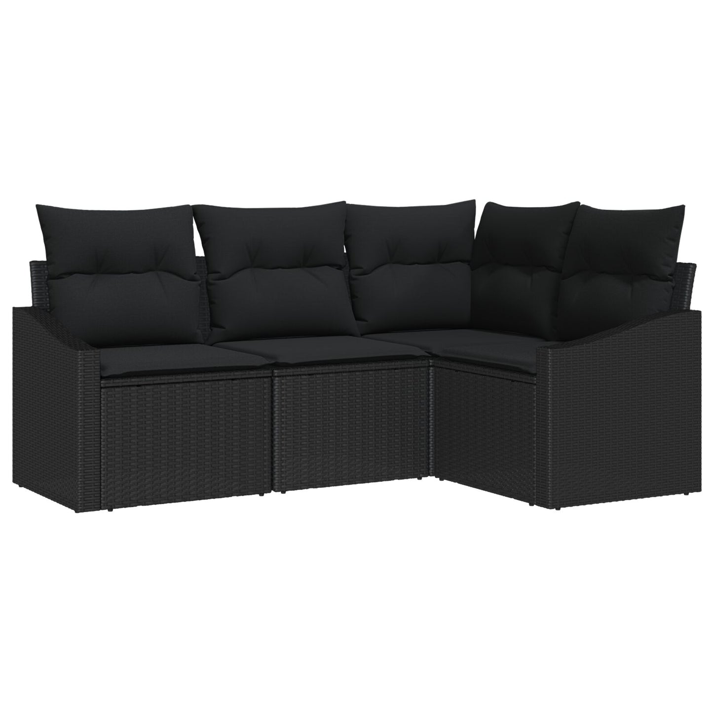 Tuinbank Set Set Van 4 Zwart Rattan, Polyester, Staal