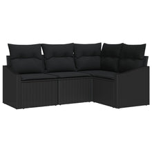 Tuinbank Set Set Van 4 Zwart Rattan, Polyester, Staal