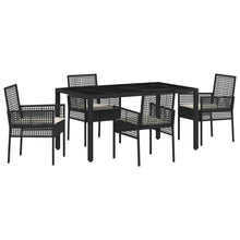 5-Delige Tuinset Met Kussens Zwart Poly Rattan