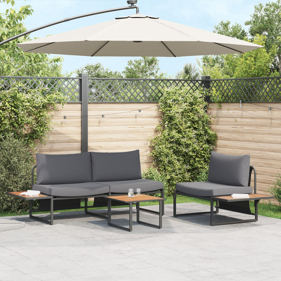 3-Delige Tuinsofa Set Met Anthraciet Kussens