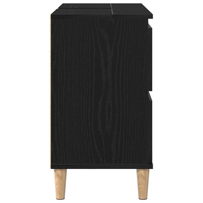 Waskast 80X33X60 Cm Geengineerd Hout Zwart eiken