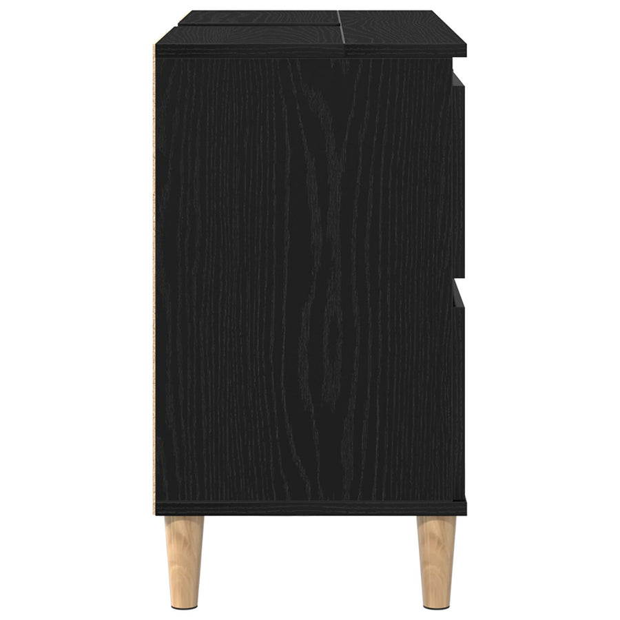Waskast 80X33X60 Cm Geengineerd Hout Zwart eiken