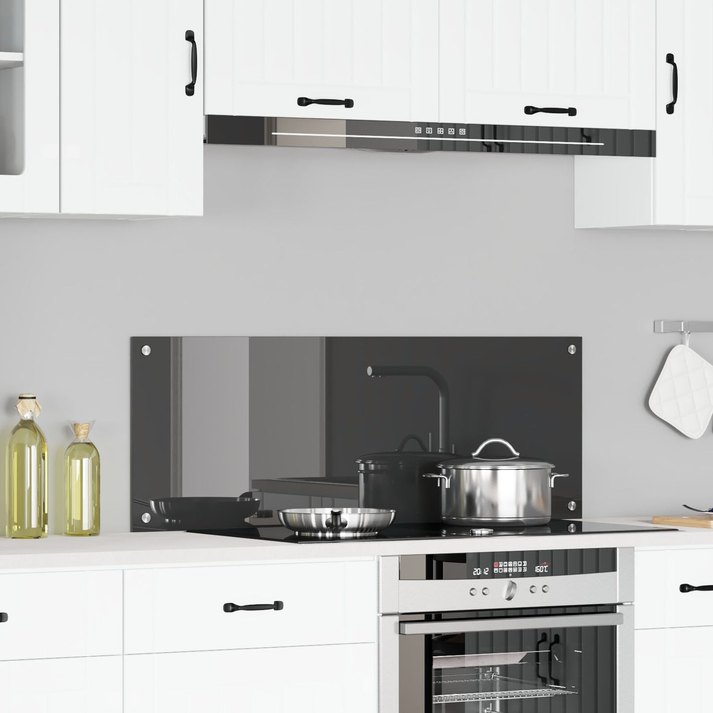 Keuken Achterwand 110X40X0,6 Cm Gelaagd Glas Donkergrijs 110 x 40 cm