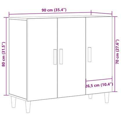 Sideboard Zwart Eiken 90X34X80 Cm Houtbewerkt