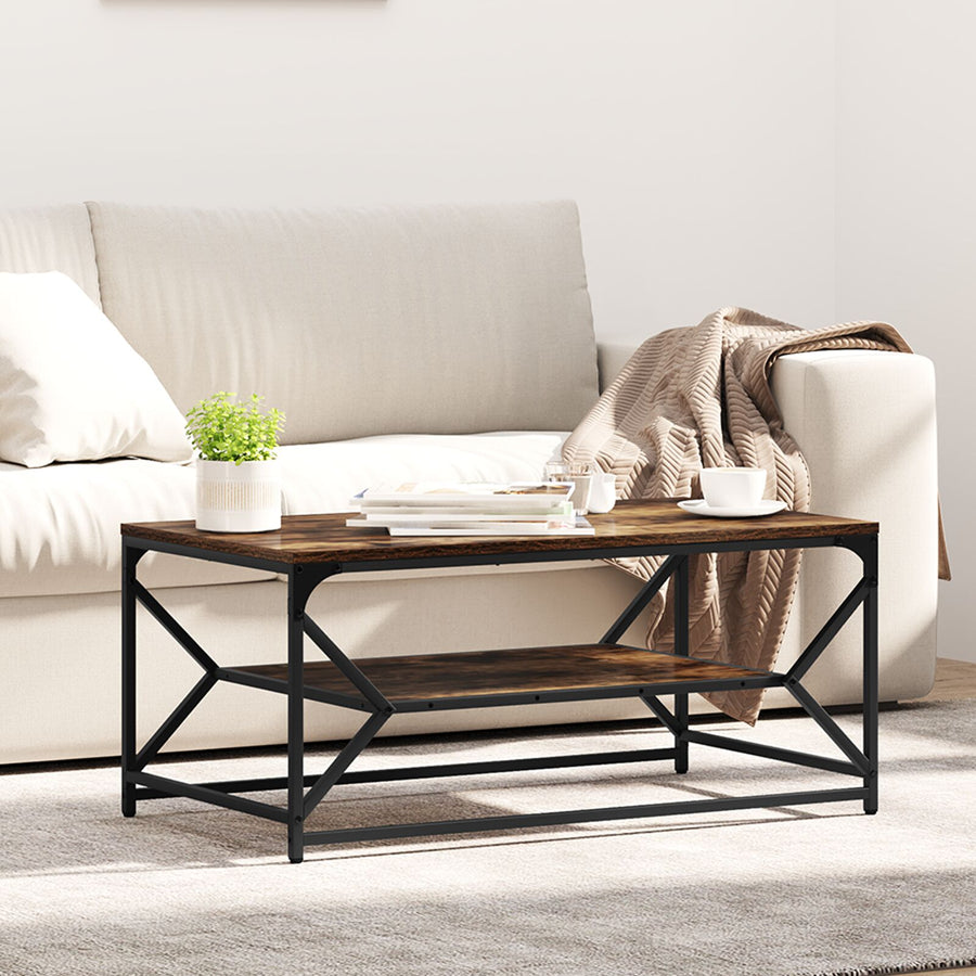 Salontafel Met Plank Spaanplaat Gerookt eiken 90 x 50 x 40 cm