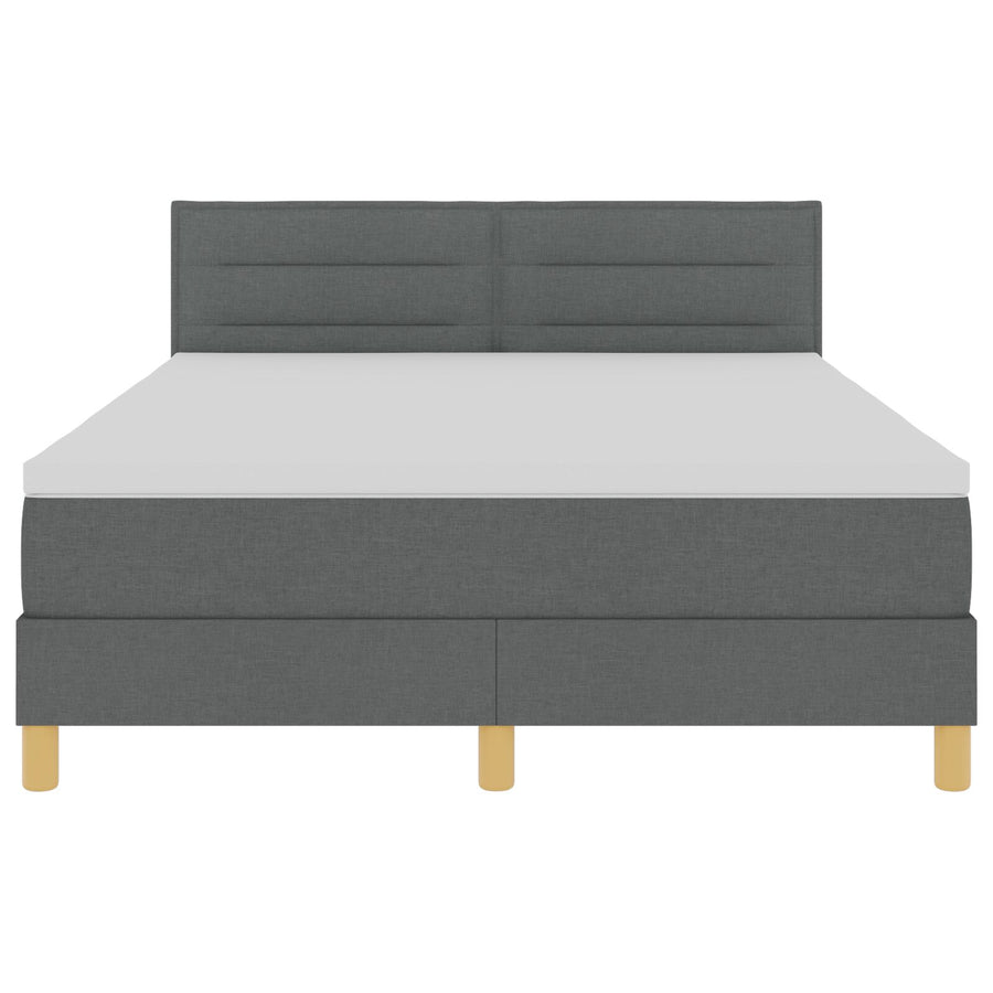 Boxspring Bed Met Matras Stof Donkergrijs 160 x 200 cm Lijnen ontwerp