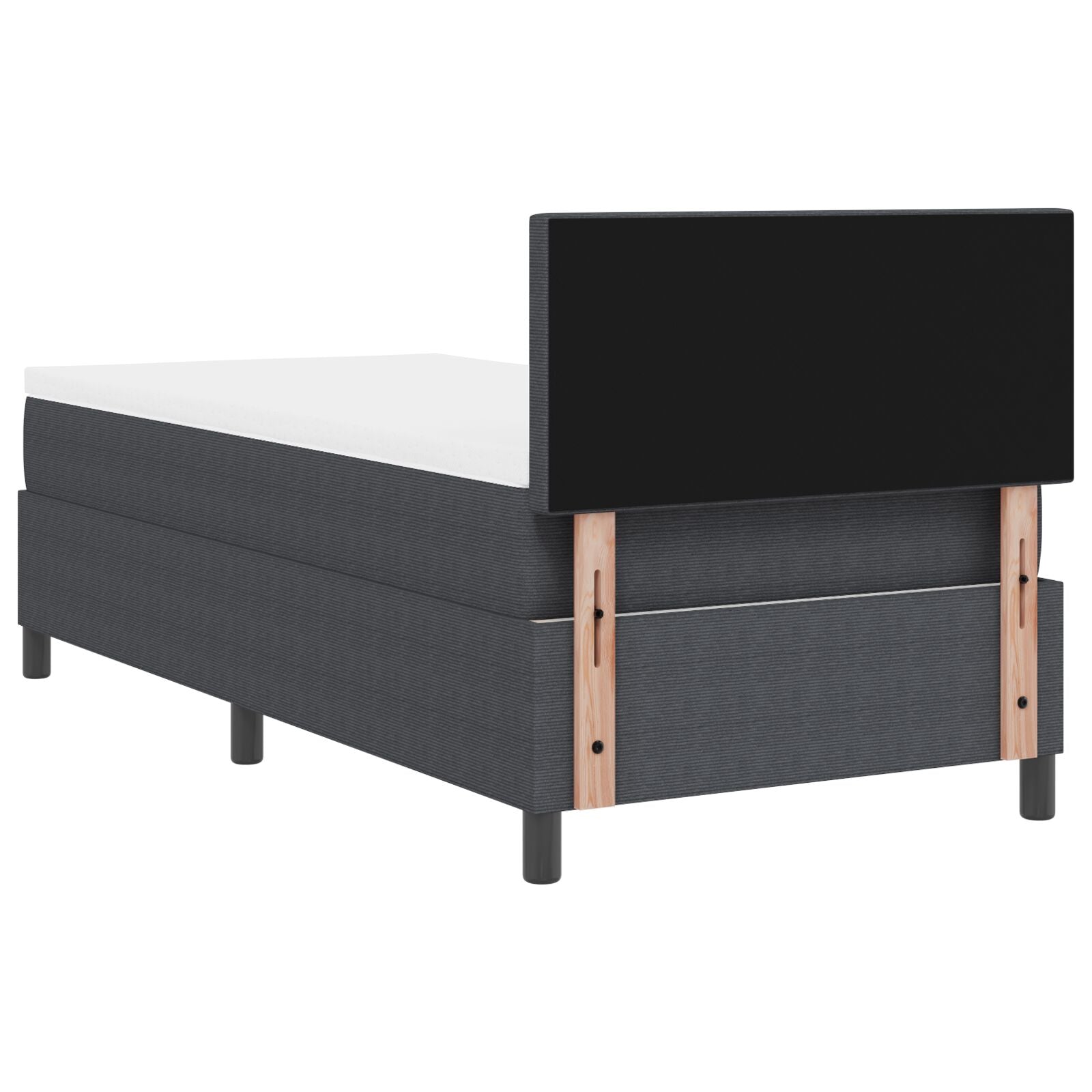 Boxspring Bed Met Matras Donkergrijs Eenpersoons Corduroy Stof